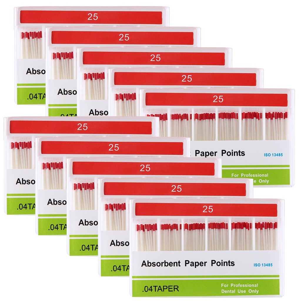 Absorbent Paper Points #25 Taper Size 0.04 Color Coded 100/Box (0.04 / #25 / 1 BOX)