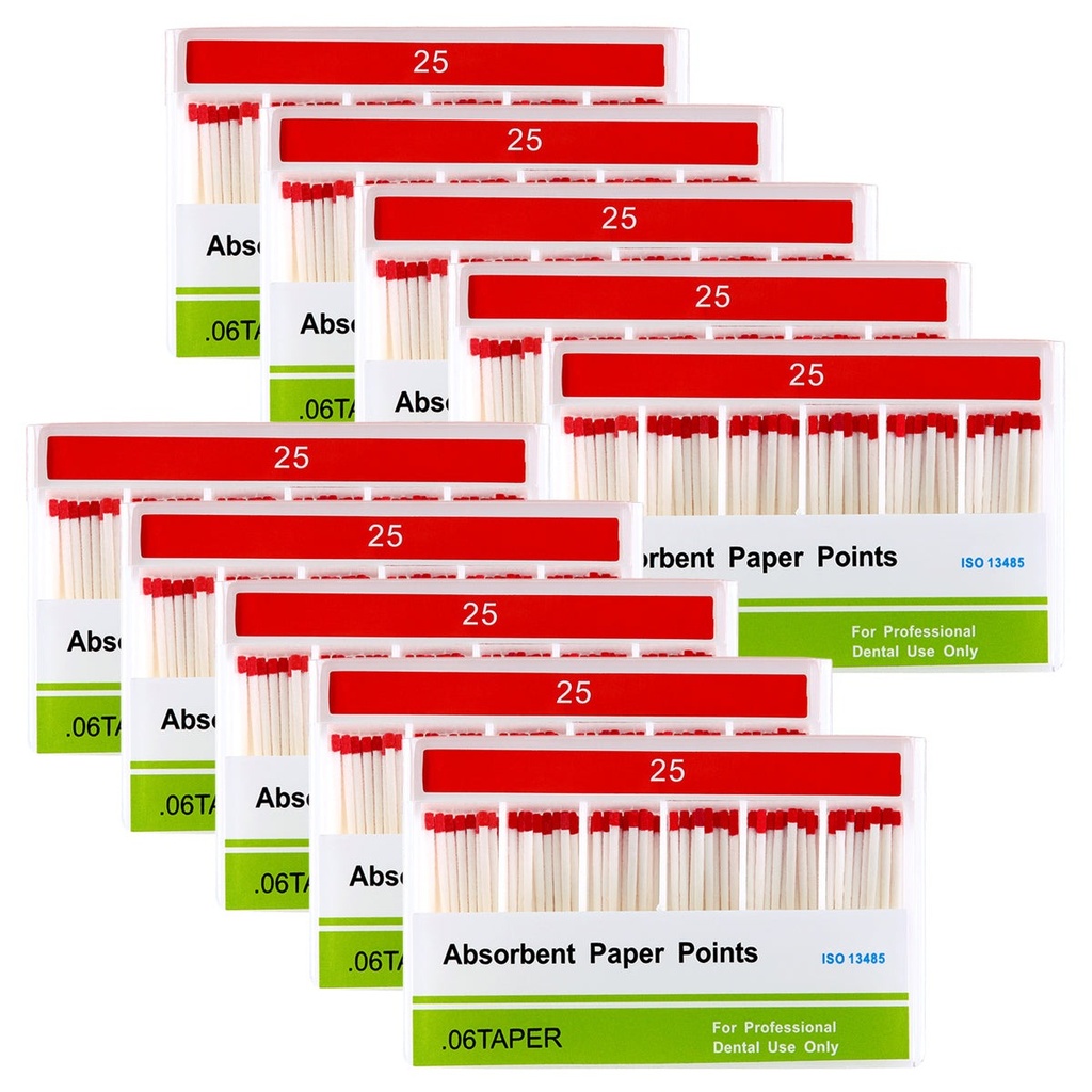 Absorbent Paper Points #25 Taper Size 0.06 Color Coded 100/Box (0.06 / #25 / 1 Box)