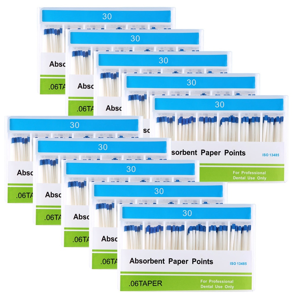 Absorbent Paper Points #30 Taper Size 0.06 Color Coded 100/Box (0.06 / #30 / 1 BOX)