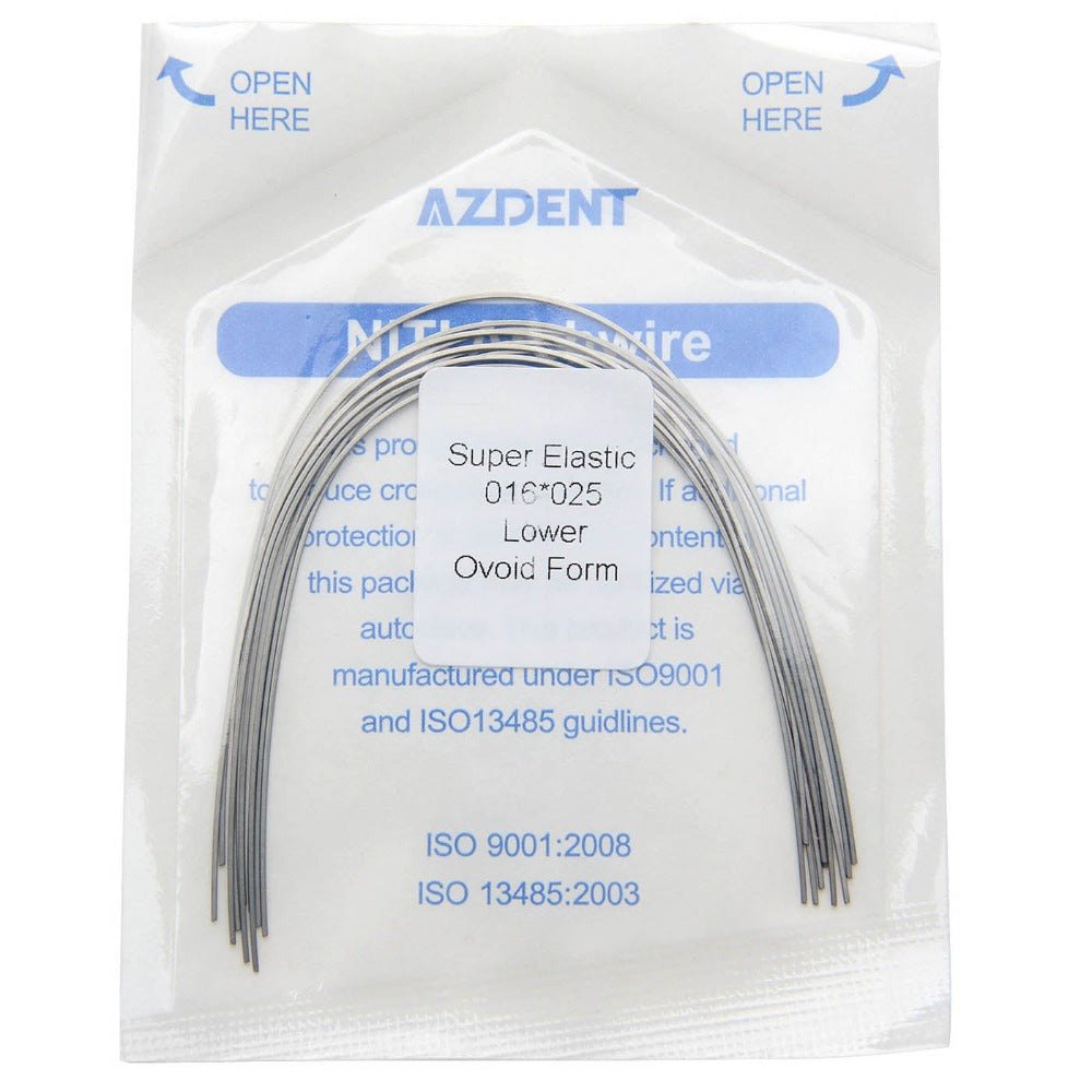 Archwire Niti Super Elastic Ovoid Form Rectangular Ovoid 0.016 x 0.025 Lower 10pcs/Pack (Ovoid Rectangular / 0.016 x 0.025 Lower / 10 Packs)