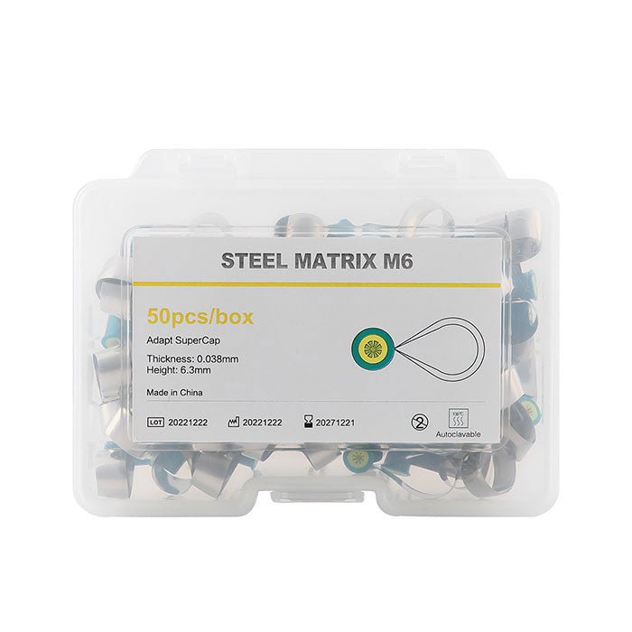 Dental Matrix Bands Stainless steel Double-Side Contoured Anatomically Shaped 0.038mm/ 0.03mm (White 0.03mm / 1 Box)