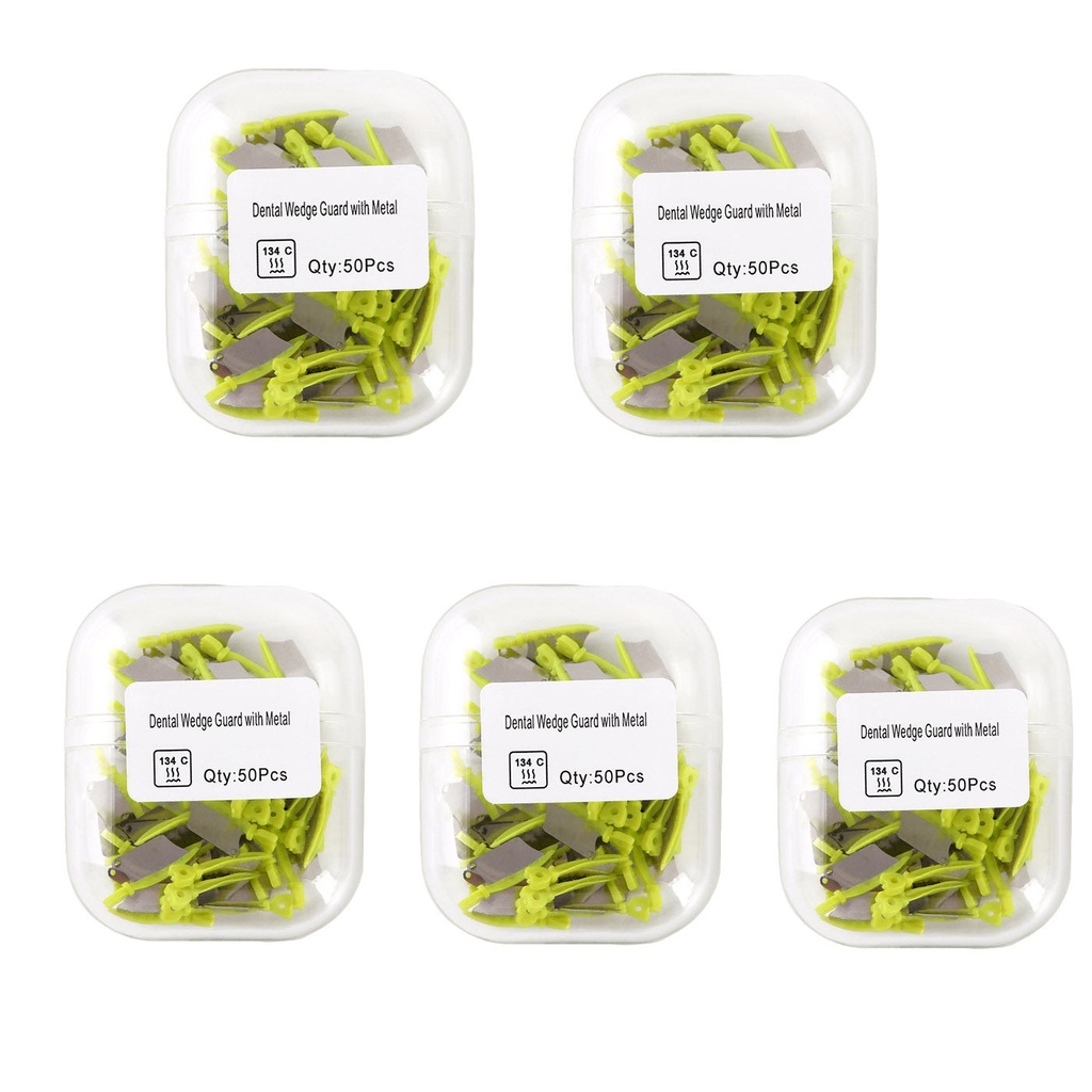 Dental Prime Teeth Interproximal Plastic Wedge with Protection Dental Steel Matrix Small Green 50/Box (1 Box)