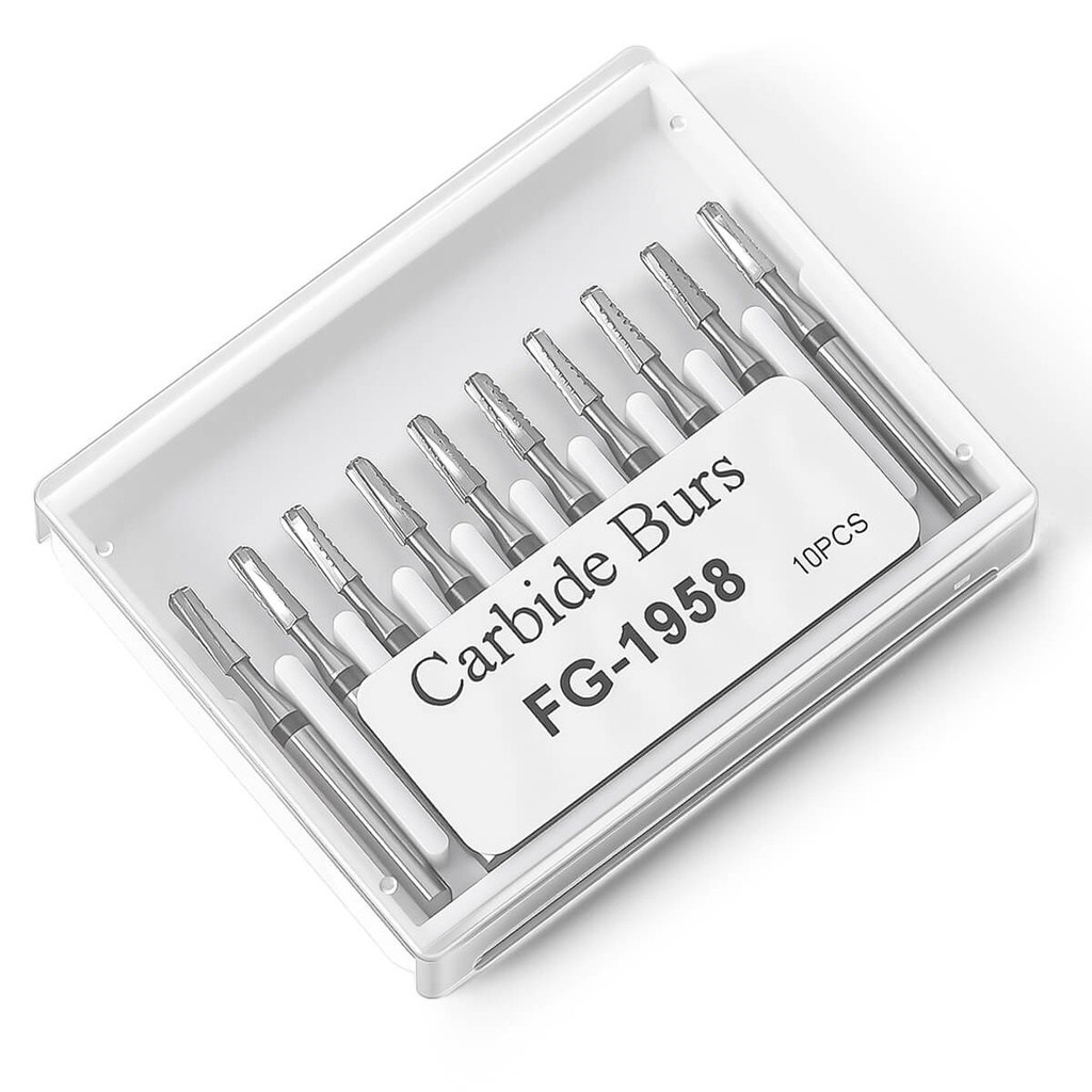 Dental Tungsten Carbide Bur FG 1958 Metal Cutting 10pcs/Box (Friction Grip (FG) / FG 1958 / 1 Box(10pcs))