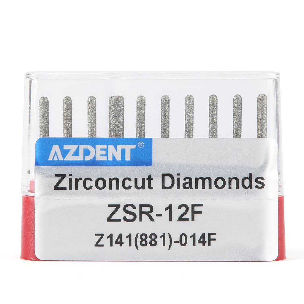 Dental Diamond Burs FG Cutting Zirconia Ceramic Round End Cylinder for High Speed Handpiece 10pcs/Box (Round End Cylinder / Z141-012EF / 10 Packs)