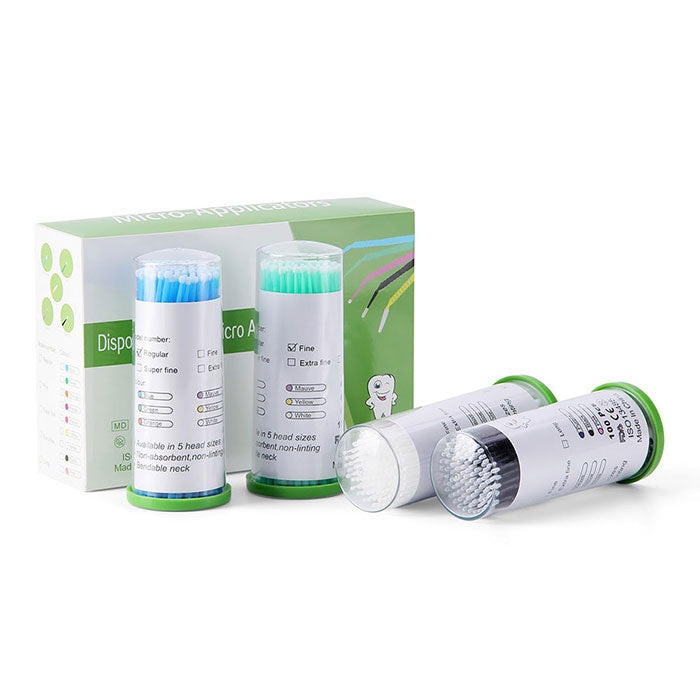 Disposable Dental Micro Applicator Brushes Regular /Fine/ Super Fine/ Extra fine 100pcs/Barrel (All Sizes (4 Colors) / 1 Pack)