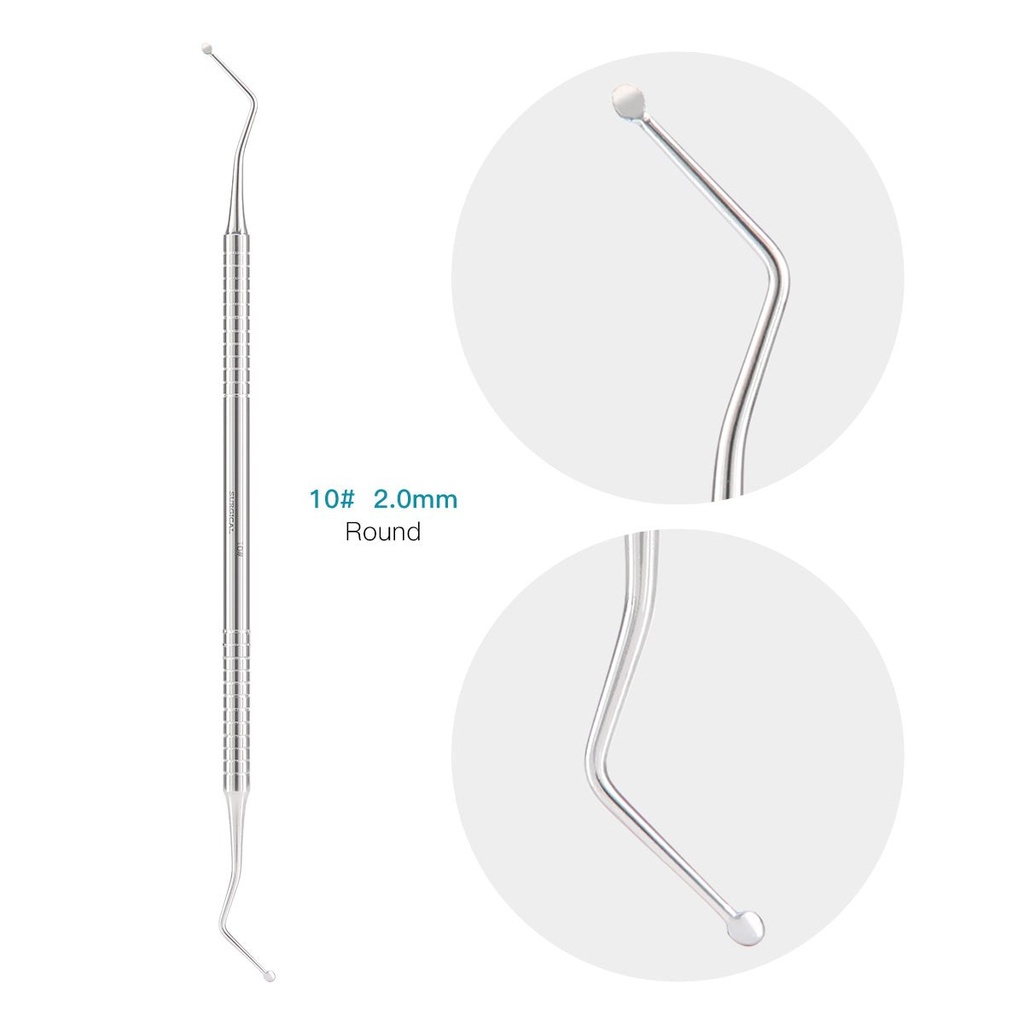 Dental Endo Spoon Excavators Stainless Steel Double Ended Instruments 1pc/Pack (1#--Oval--1.0mm / 1 Pc)