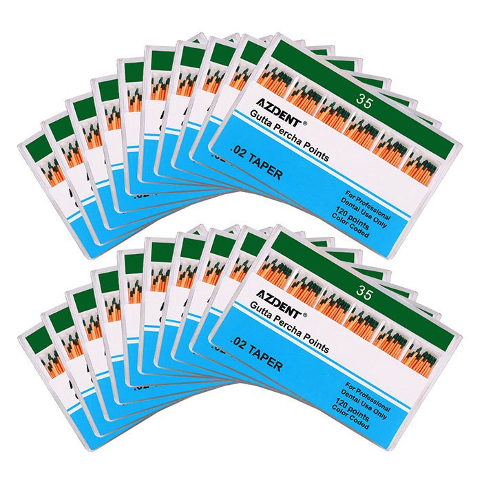 Gutta Percha Points #35 Taper Size 0.02 Color Coded 120/Box (0.02 / #35 / 1 Box)