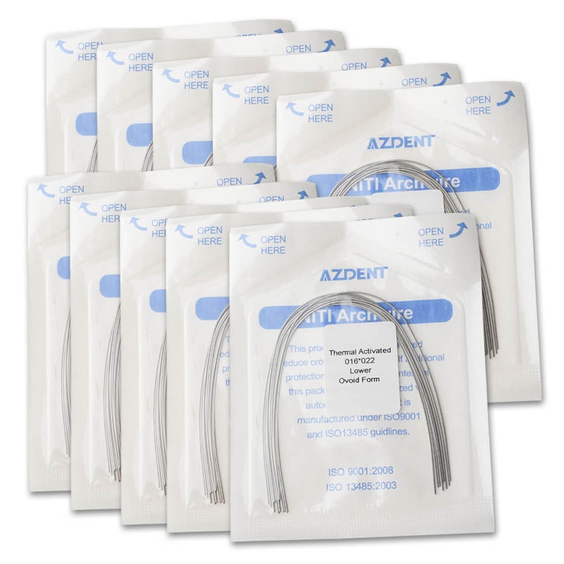 Thermal Active NiTi Archwire Ovoid Form Rectangular 0.016 x 0.022 Lower 10pcs/Pack (Ovoid Rectangular / 0.016 x 0.022 Lower / 10 Packs (100 wires))