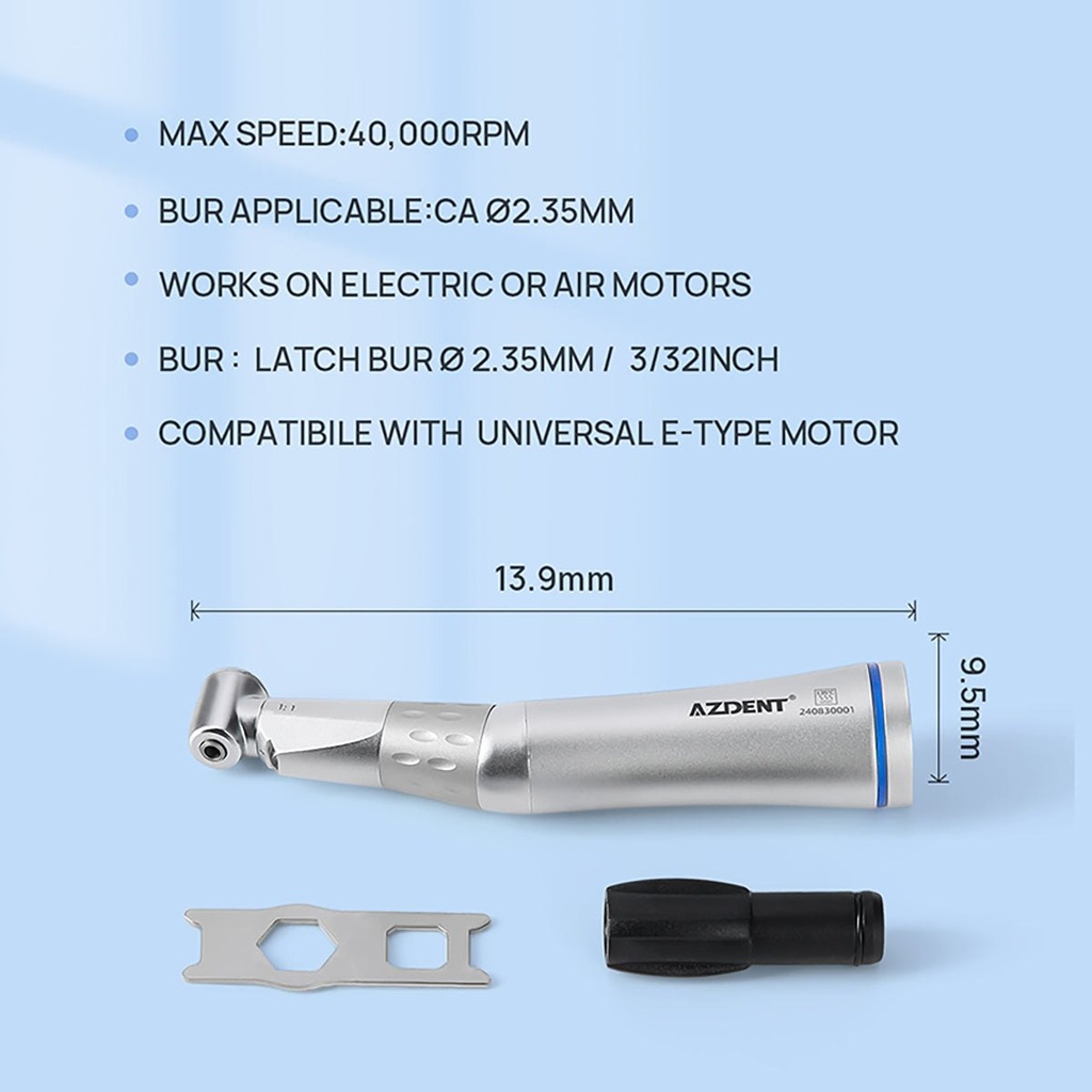 Dental 1:1 LED Contra Angle Low Speed Handpiece with E-generator Internal Spray (Contra Angle / 1 Pc)