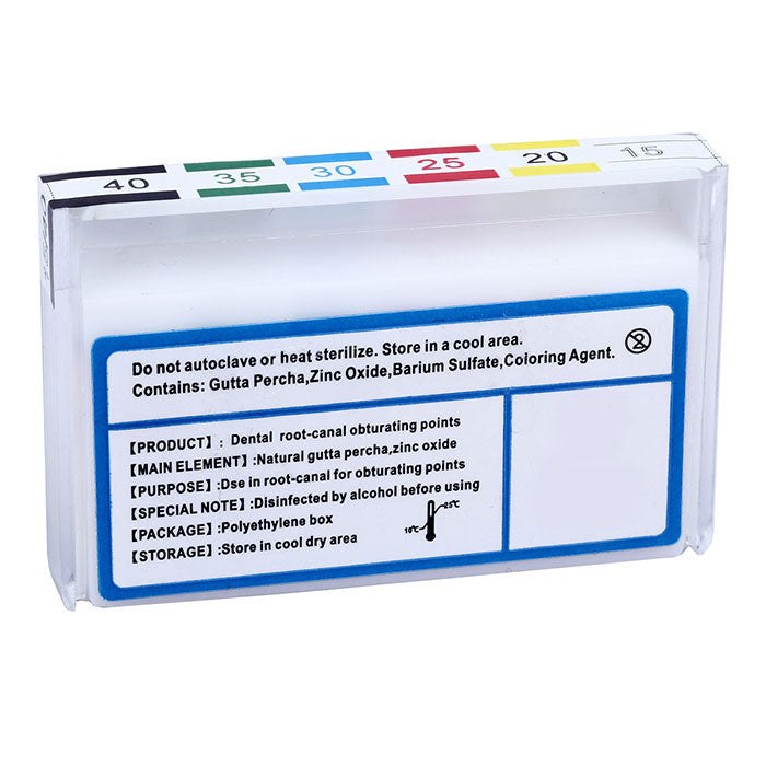 Gutta Percha Points Assorted #15-40 Taper Size 0.04 Color Coded 60/Box (0.04 / #15-40 / 1 Box)