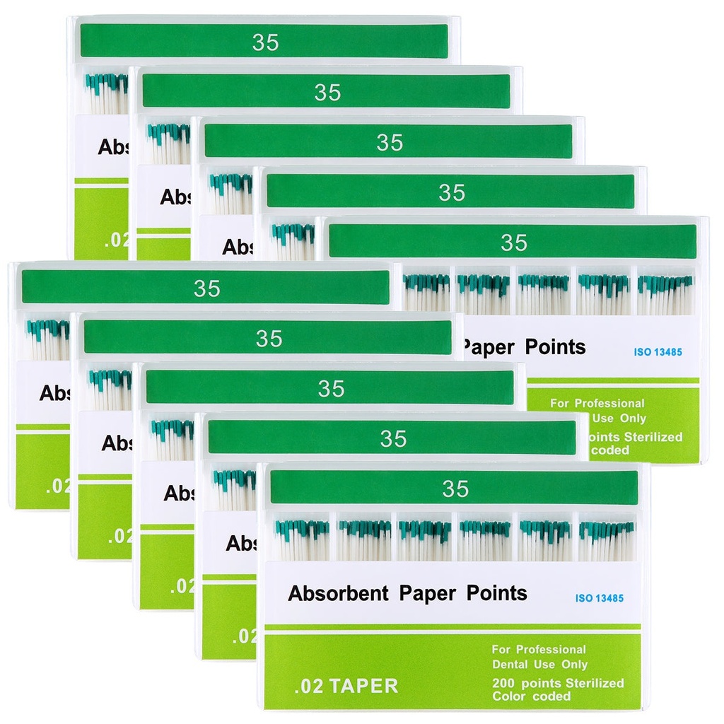 Absorbent Paper Points #35 Taper Size 0.02 Color Coded 200/Box (0.02 / #35 / 1 Pack)