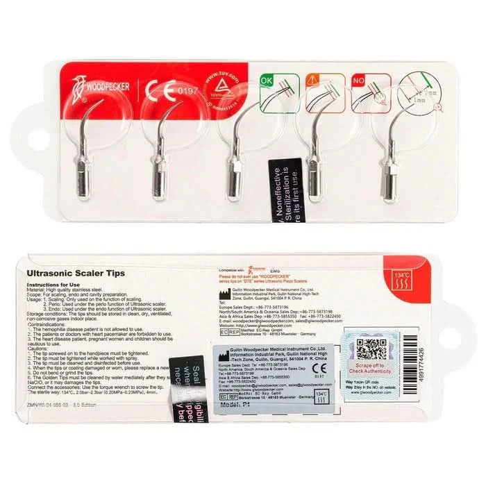 ชุดหัวขูดหินปูนอัลตราโซนิก Woodpecker P1 5 ชิ้น (1 Set)