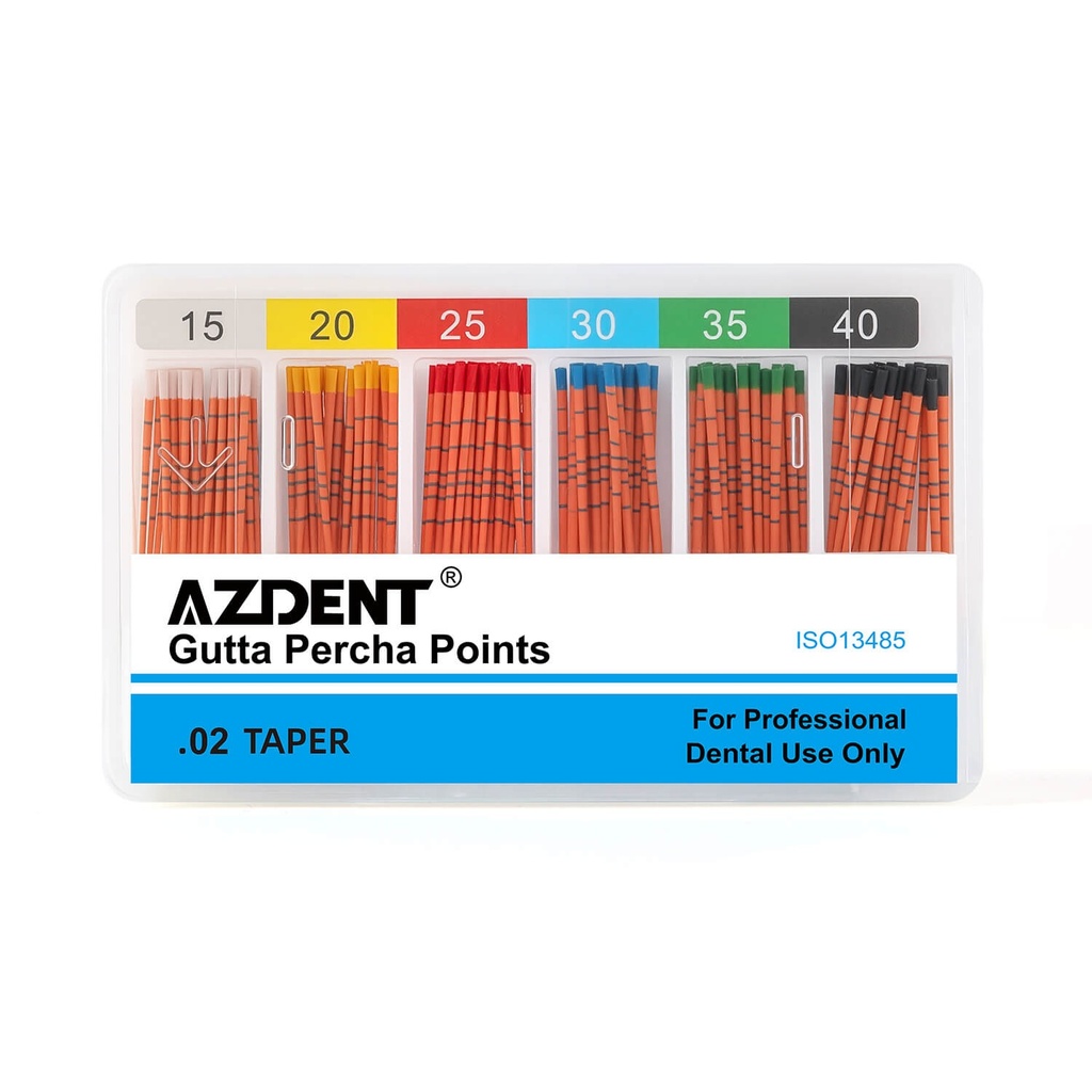 Gutta Percha Points With Scale #15-40 Taper Size 0.02 Color Coded 120/Box (0.02 / #15-40 / 1 Box)