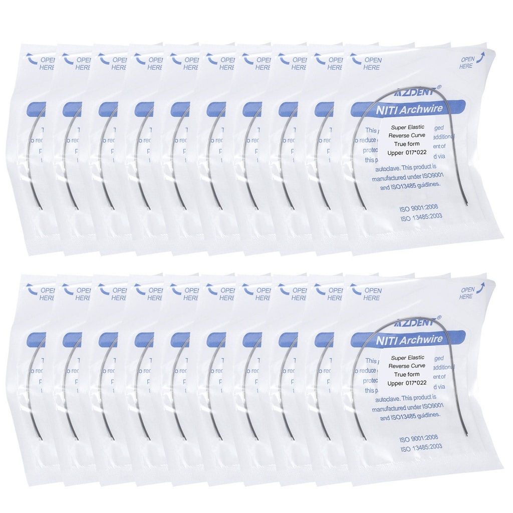 Archwire NiTi Reverse Curve True Form Rectangular 0.017 x 0.022 Upper 2pcs/Pack (True Form Rectangular / 0.017 x 0.022 Upper / 10 Packs (20 wires))