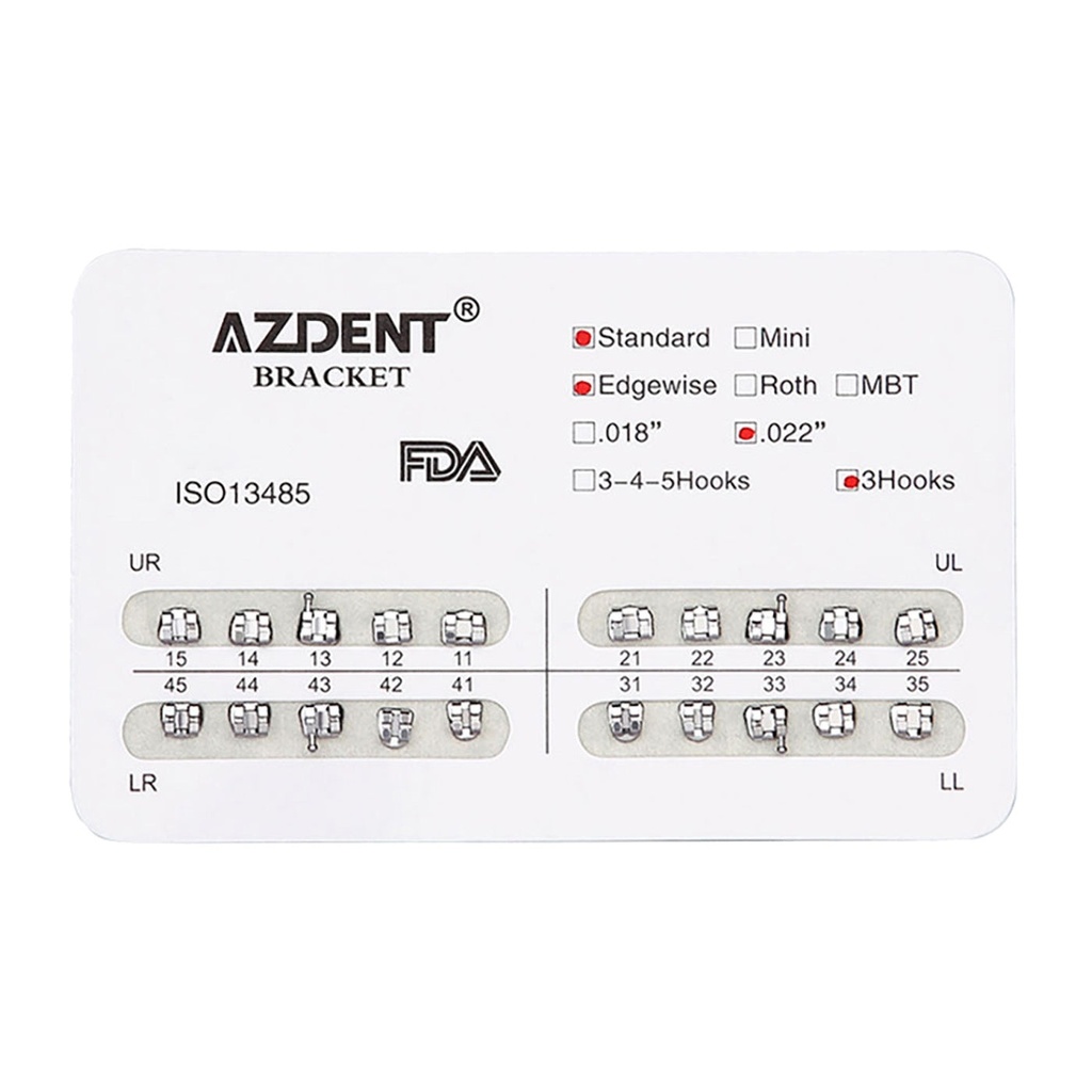 Dental Metal Brackets Braces Standard Full Size 20pcs/Pack