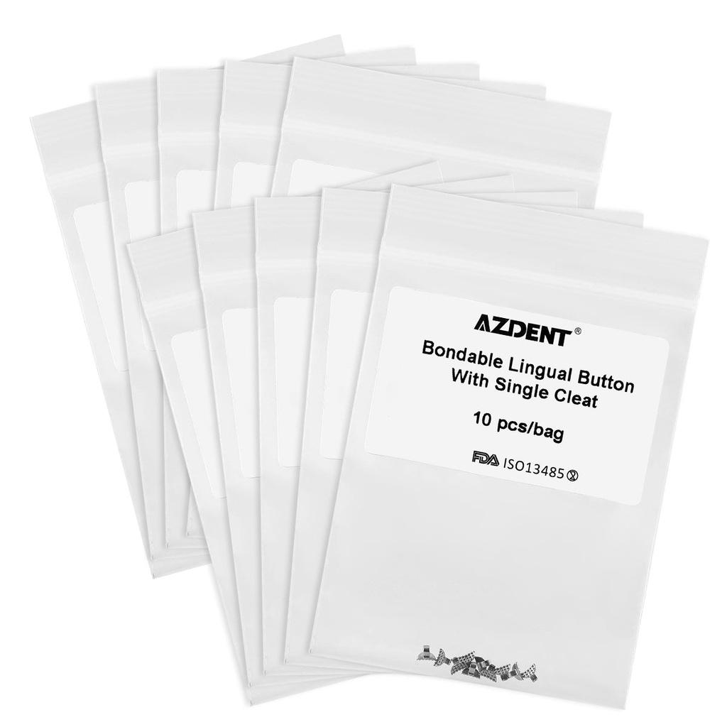 Dental Bondable Metal Lingual Button Single Wing 10pcs/Bag (1 Bag (10 Pcs))