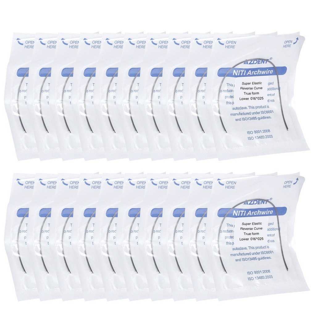 Archwire NiTi Reverse Curve True Form Rectangular 0.016 x 0.025 Lower 2pcs/Pack
