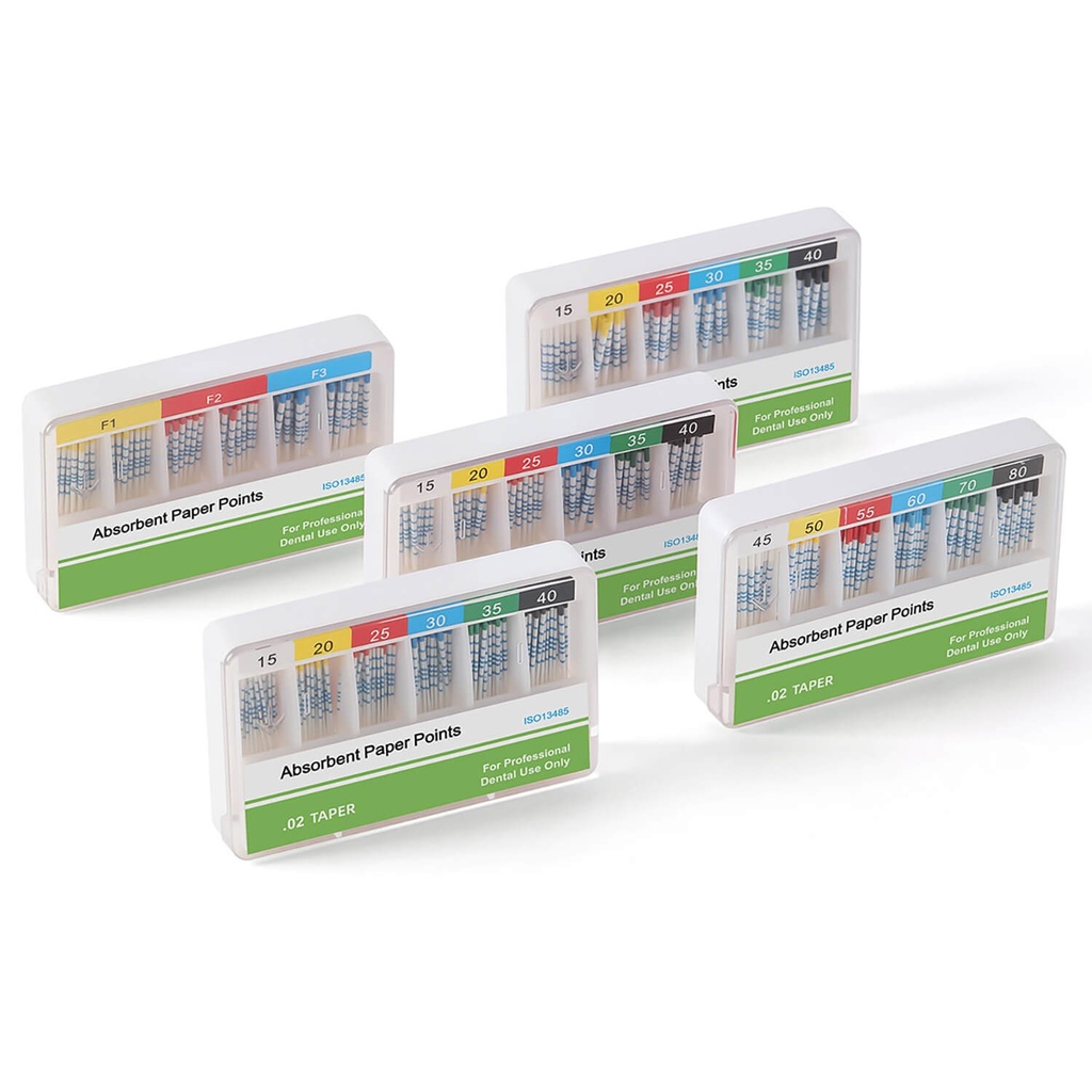 Absorbent Paper Points with Scale 15-40# Taper Size 0.06 Color Coded 100pcs/Box (0.06 / #15-40 / 1 Boxes)