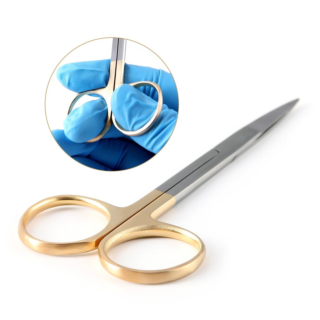Dental Surgical Operating Scissors Stainless Steel Straight/Curved Tip SHARP Instrument (Surgical Operating Scissors / Curved + Straight Tips / 1 Pc)