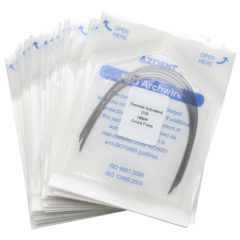 Thermal Active NiTi Arch Wire Ovoid Form Round 0.016 Upper 10pcs/Pack (Ovoid Round / 0.016 Upper / 10 Packs (100 wires))