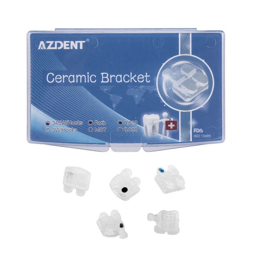 Dental Ceramic Bracket Roth 0.018 Hooks On 345 20pcs/Box (Roth .018 / Hooks 3-4-5 / 1 Box)
