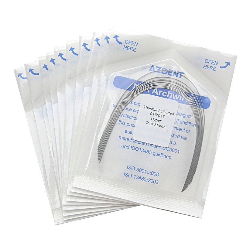 Thermal Active NiTi Archwire Ovoid Form Rectangular 0.016 x 0.016 Upper 10pcs/Pack (Ovoid Rectangular / 0.016 x 0.016 Upper / 10 Packs (100 wires))