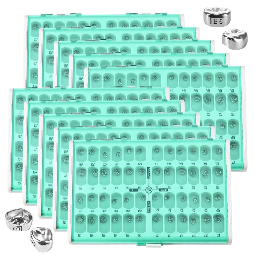 Dental Kids Primary Molar Crown Teeth Stainless Steel Temporary Crowns 48pcs/Box (1 Box)
