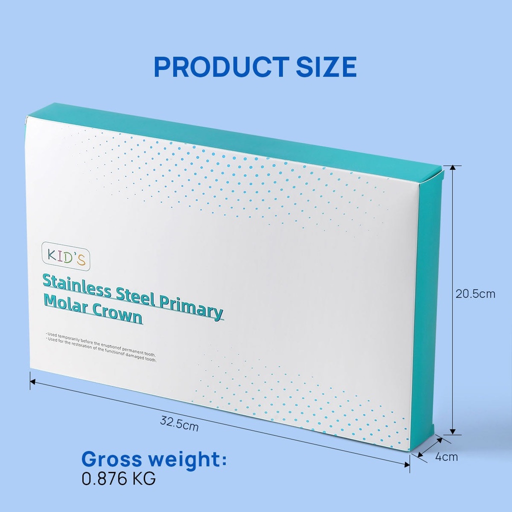Dental Stainless Steel Kids Crown Primary Molar Temporary Crowns Kit 48pcs/Box (1 Box)