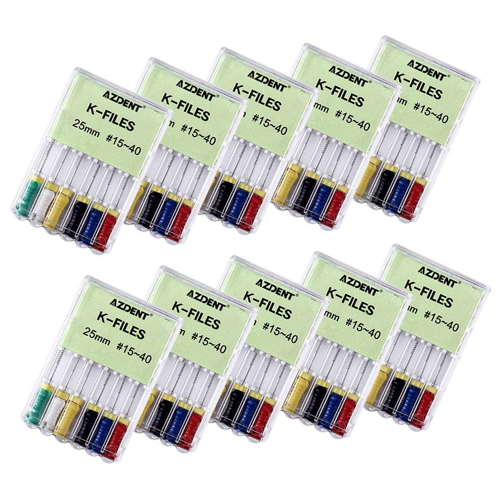Dental NiTi K-Files Hand Use 25mm Assorted #15-40 6pcs/Pack (Hand NiTi / #15-40 25mm / 10 Packs(60 PCS))