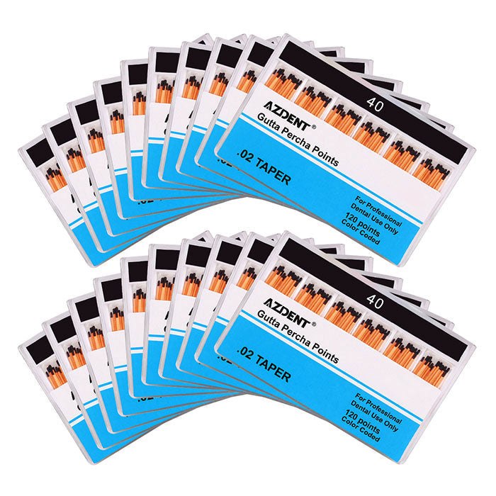 Gutta Percha Points #40 Taper Size 0.02 Color Coded 120/Box (0.02 / #40 / 1 Box)