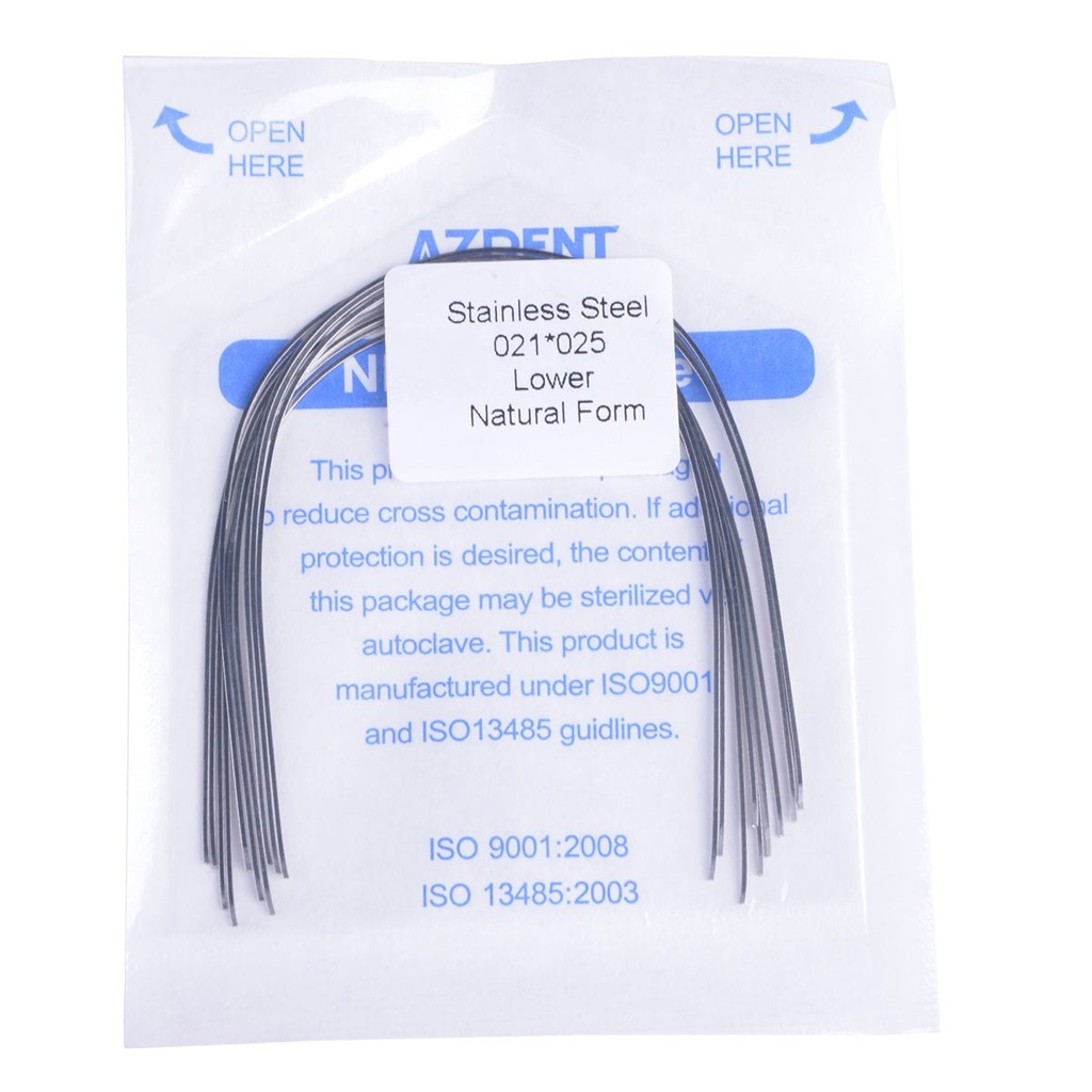 Archwire Stainless Steel Rectangular Natural Full Size 10pcs/Pack (Natural Rectangular / 0.016 x 0.016 Lower / 10 Packs)