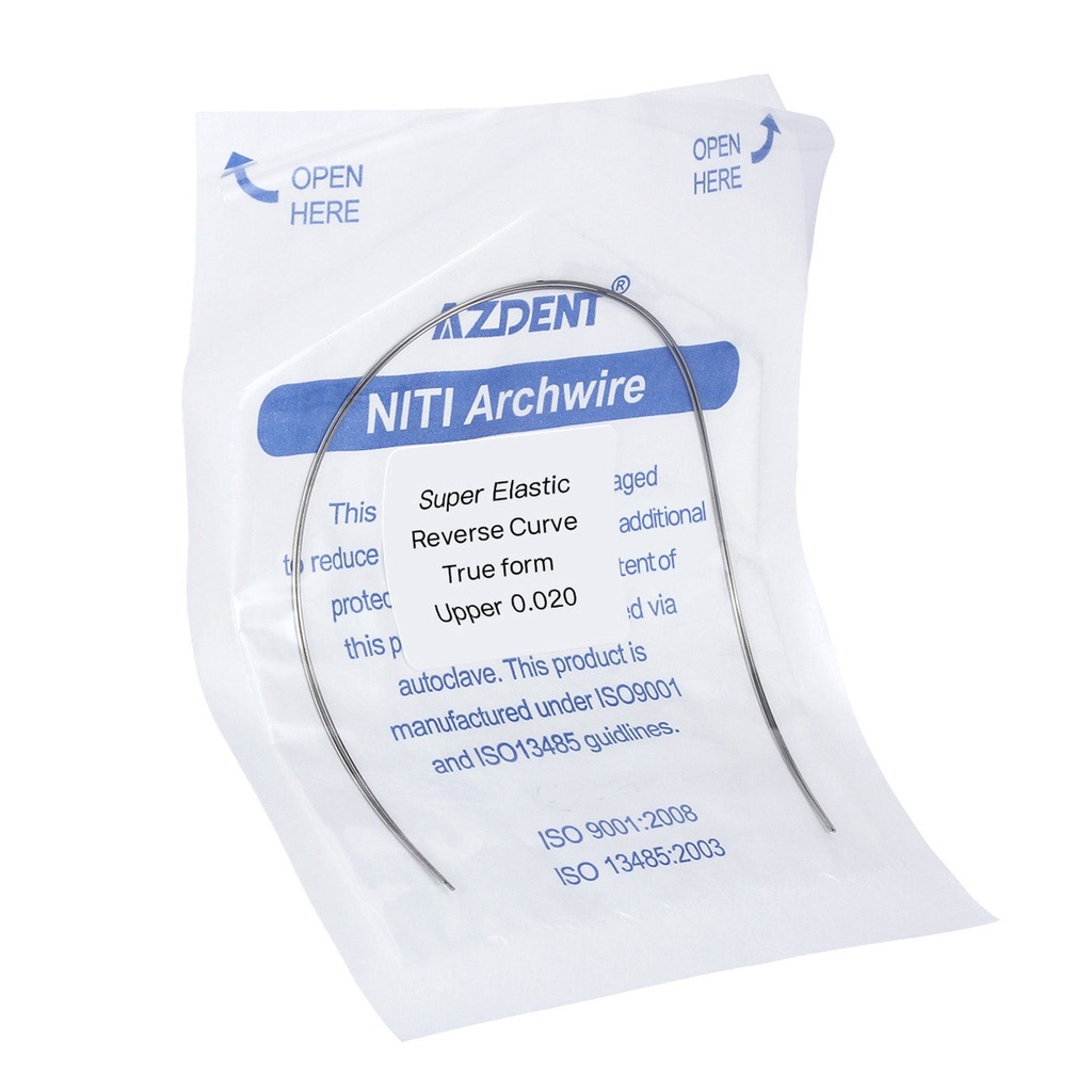 Arch Wire NiTi Reverse Curve True Form Round 0.020 Upper 2pcs/Pack (True Form Round / 0.020 Upper / 10 Packs (20 wires))
