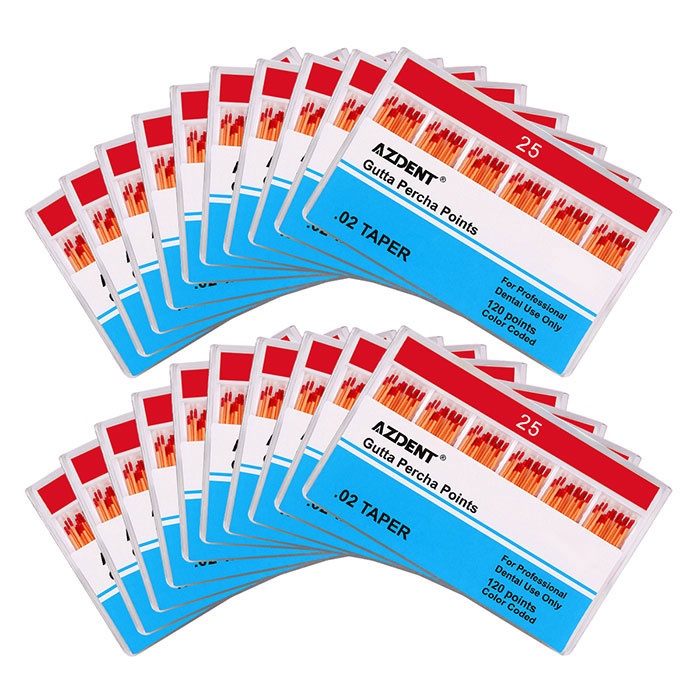 Gutta Percha Points #25 Taper Size 0.02 Color Coded 120/Box