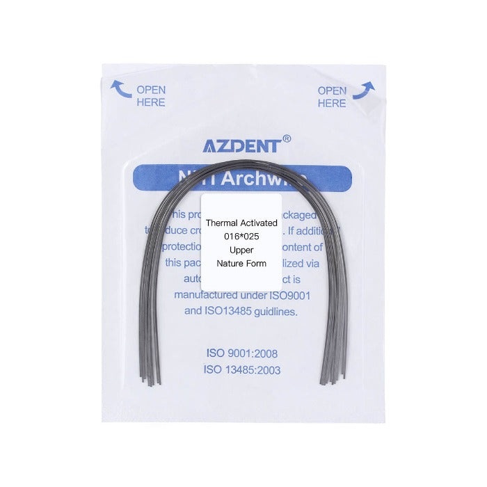 Thermal Active NiTi Archwire Natural Form Rectangular 0.016 x 0.025 Upper 10pcs/Pack