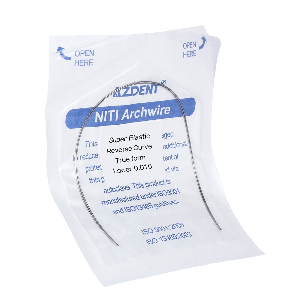 Arch Wire NiTi Reverse Curve True Form Round 0.016 Lower 2pcs/Pack (True Form Round / 0.016 Lower / 10 Packs)