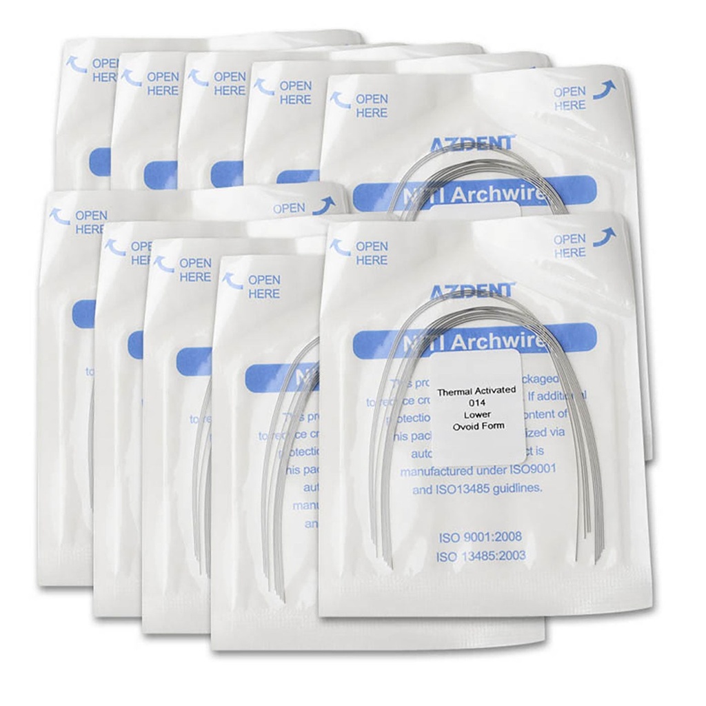 Thermal Active NiTi Arch Wire Ovoid Form Round 0.014 Lower 10pcs/Pack