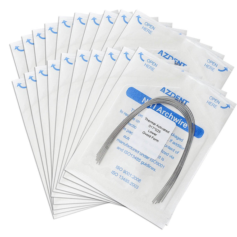 Thermal Active NiTi Archwire Ovoid Form Rectangular 0.017 x 0.025 Lower 10pcs/Pack (Ovoid Rectangular / 0.017 x 0.025 Lower / 10 Packs (100 wires))