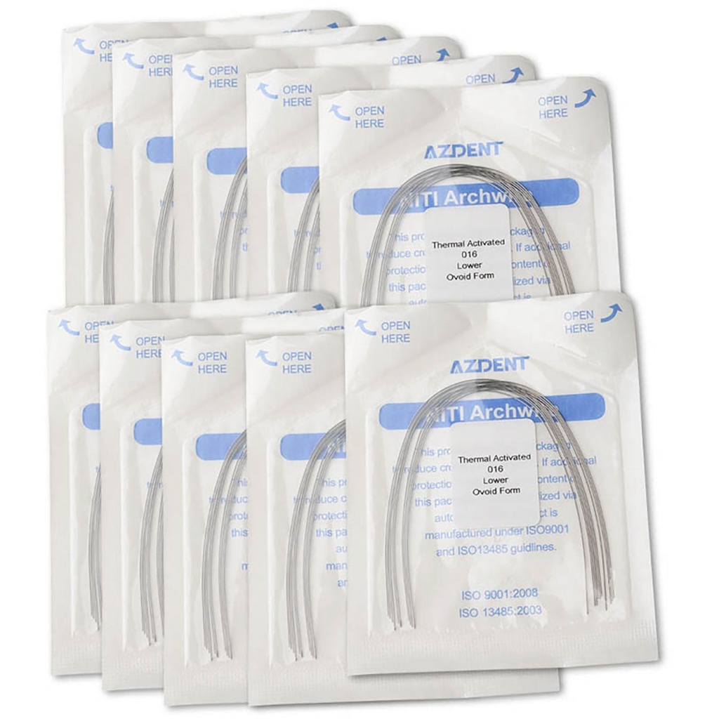 Thermal Active NiTi Arch Wire Ovoid Form Round 0.016 Lower 10pcs/Pack
