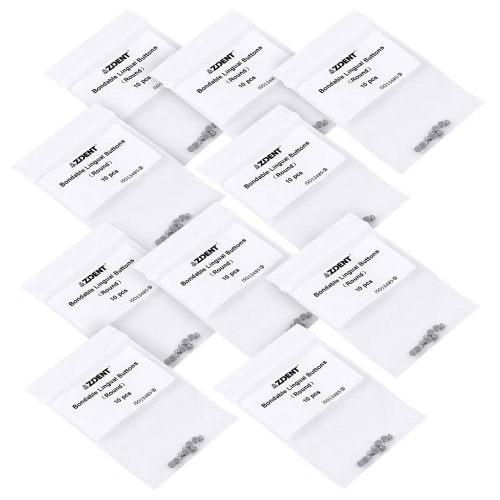 Dental Lingual Button Orthodontic Metal Round Mesh Base Bondable 10/Bag (1 Bag)