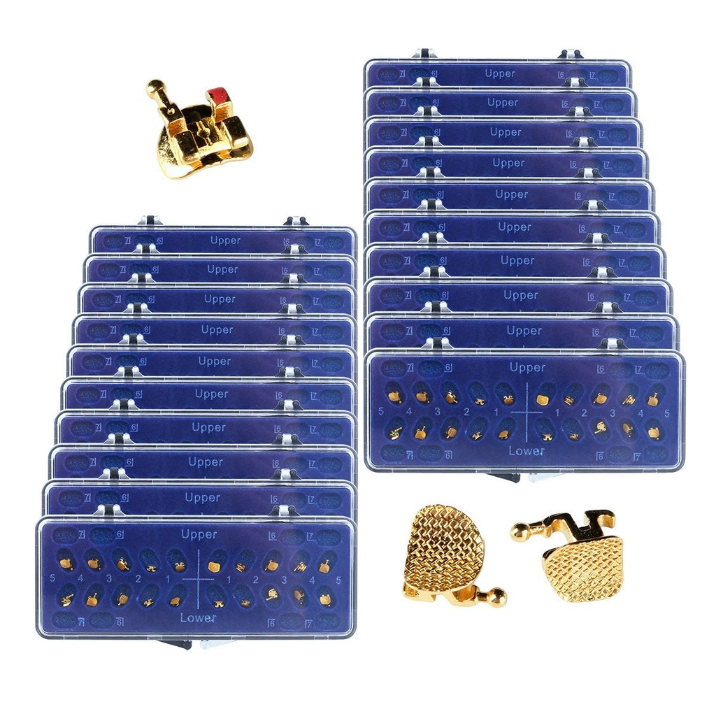Dental Metal Brackets Mini Roth 0.022 Hooks on 345 Gold Color 20pcs/Box