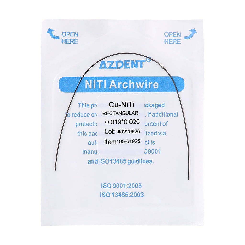 Dental Copper Cu-NiTi Arch Wire Rectangular 35˚ Super Elastic With Stops Preformed Full Sizes 1pc/Pack